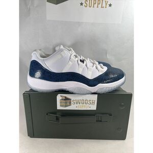 Nike Air Jordan 11 Retro Low LE Snakeskin White Black Navy CD6846 102 Size 10